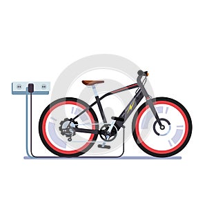 Electric bicycle charging batteries with outlet