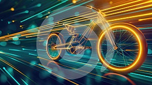 An electric bicycle with light streaks and motion effect