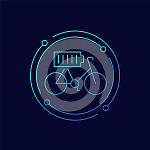 Electric bike, bicycle icon with a battery