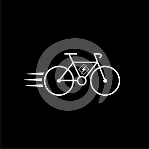 Electric bike, electro bicycle, ebike icon isolated on dark background photo