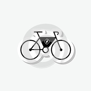 Electric bike, electro bicycle sticker isolated on gray background