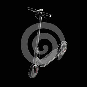 Electric scooter isolated on black background. eco alternative transport concept. 3d rendering. Minimalism.