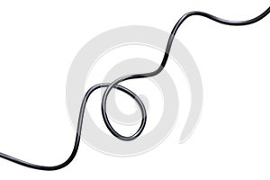 electric black wire cable curled shaped isolate on white background