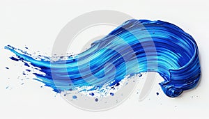 Electric blue brush stroke on white canvas, resembling fluid wave pattern