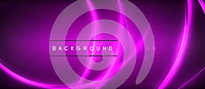 Electric blue font forms glowing neon lines on dark purple background