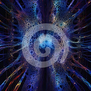 Electric Blue Fractal Cosmos: A Vivid Digital Neural Network Fantasy.