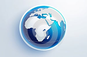 Electric blue globe on white background, resembles fashionable accessory