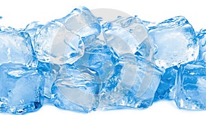 Electric blue ice cubes on white background, fashion accessory