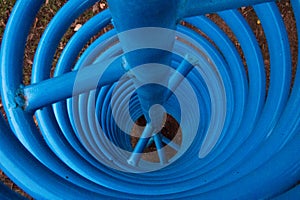A electric-blue metal swirl