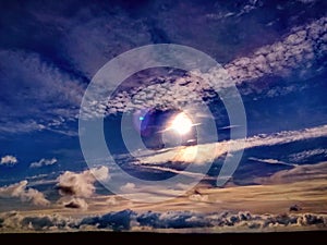 Electric blue sky and sun