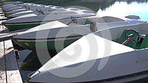 Electric Boats on Morning Lake. UHD