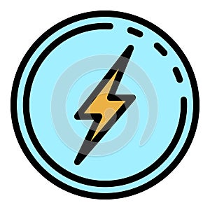 Electric bolt circle icon color outline vector