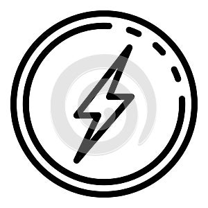 Electric bolt circle icon, outline style