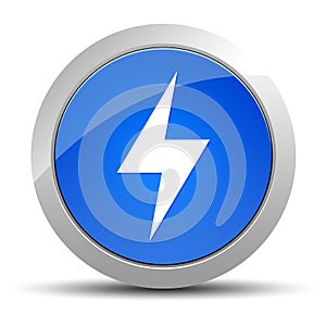 Electric bolt icon blue round button illustration