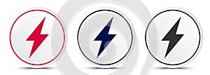 Electric bolt icon crystal flat round button set illustration design