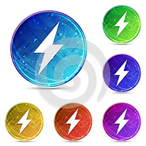 Electric bolt icon digital abstract round buttons set illustration