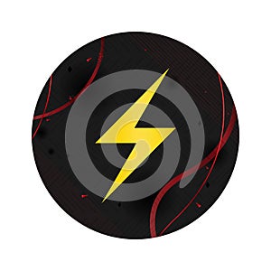 Electric bolt icon elegant black round button