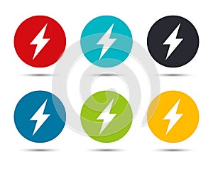 Electric bolt icon flat round button set illustration design
