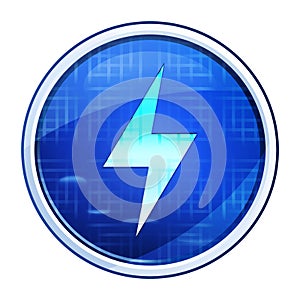 Electric bolt icon futuristic blue round button vector illustration