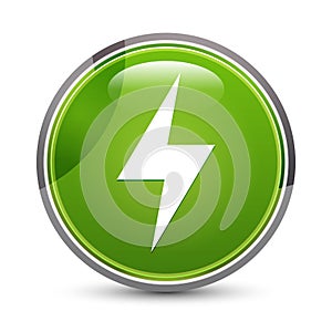 Electric bolt icon elegant green round button vector illustration