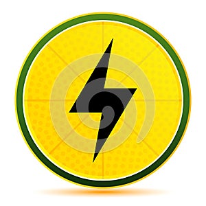 Electric bolt icon lemon lime yellow round button illustration