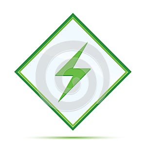 Electric bolt icon modern abstract green diamond button