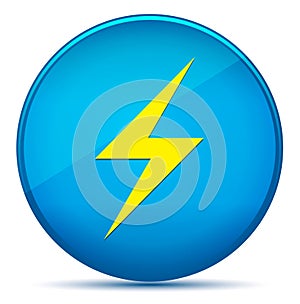 Electric bolt icon modern flat cyan blue round button