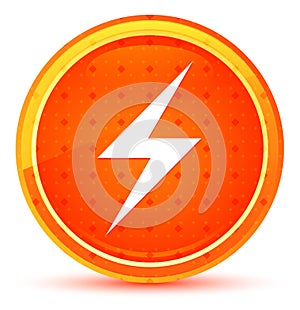 Electric bolt icon natural orange round button