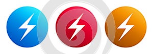 Electric bolt icon premium trendy round button set