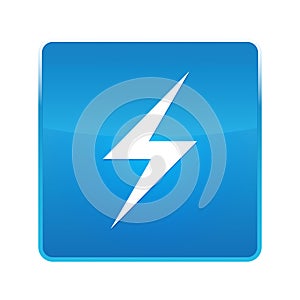 Electric bolt icon shiny blue square button