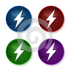 Electric bolt icon shiny round buttons set illustration