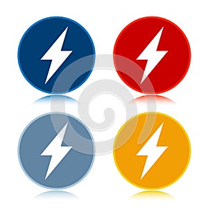 Electric bolt icon trendy flat round buttons set illustration design