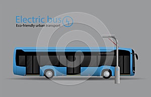 Electric bus at the charging station. A new type of ecological urban transport. Side view