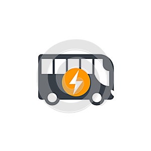 Electric bus icon isolated on white