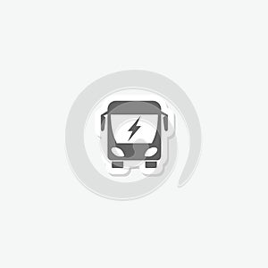Electric bus icon sticker isolated on gray background