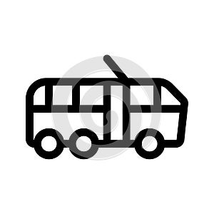Electric bus outline icon isolated on white background