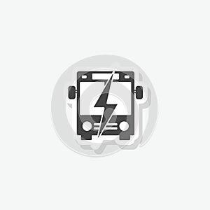 Electric bus sticker icon isolated on white