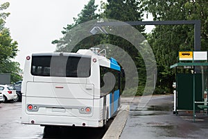 Electric bus at a stop