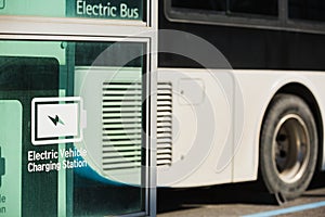 Electric bus on street