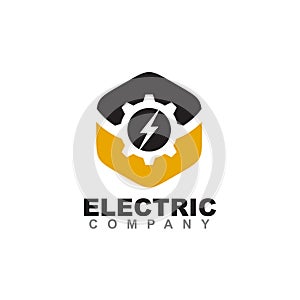 Electric business company logo design vector template with using thunderligh icon