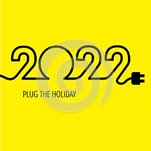 Electric cable in the form of numbers 2022 with plug