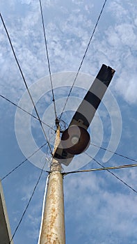 Electric Cable Reel On The Pole