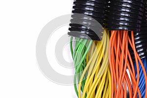 Electric cables in corrugated plastic pipes