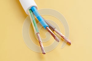 Electric cables, many copper wires with colored isolation