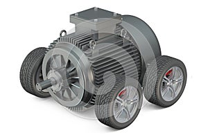 Electric car 3d concept - motor on wheels