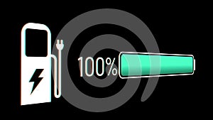 Electric car battery in active charging visionary dashboard