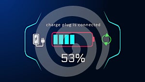 Electric car battery indicator charging technology Animation.