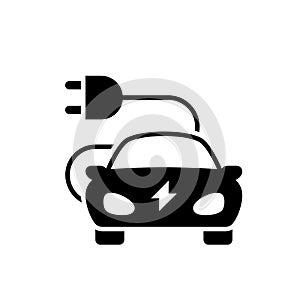 Electric car black glyph icon