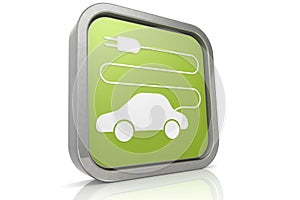 Electric car button isolated on white background