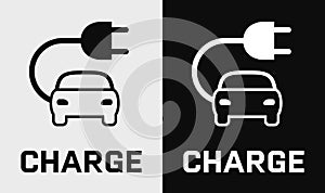 Electric car charge vector icon